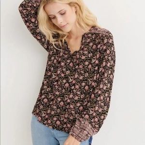 Lucky Brand Boho Cottagecore Grandmacore Peasant Floral Shirt Top XS